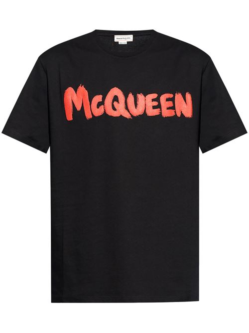 T-shirt nera con logo Alexander McQueen | 794673QTABS0512